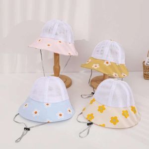 Baby Bucket Hat for Girls Sweet Floral Summer Hats Mesh Breathable Sun Cap Outdoor Travel Foldable Caps Babies Accessories 1-3Y