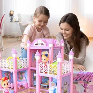 Doll House Accessories Big 64CM Play House Toy DIY Doll House Princess Castle Light Room Girl Doll House Kit Girl Childrens Gift Toy Q240522