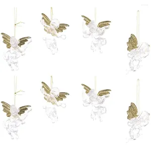 Decorações de Natal Ornamentos de árvore pendurada Mini Angel Pingents Angels Decor Glass Clear OrnamentFigurinegold Figuras Pingente