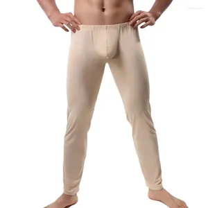 Men's Sleepwear 2XL Mens Sleep Bottoms Sexy Erotic Big Pouch Pants Ice Silk Ultra-thin See Through Trousers Gay Legging Lounge