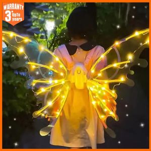 Halloween Childrens Butterfly Butterfly Elf Wing Clothing Magic Led Batwing Playing Dress Up Childrens Gatos e cães 240522