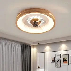 Wooden Ceiling Fan Light LED Lamp Modern Dining Table Bedroom Ventilator 110V 220V Lighting Fixtures