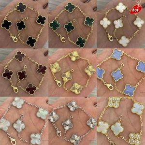 Designer Jewelry Van Four Leaf Clover Bracelet Pure Silver Vanly Bracelets Advanced New 925 Five Flower Colorless 45FE