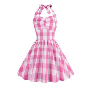 Vintage Kids Girl Sukienka Elegancka letnia bez rękawów kantar 50s Vestidos Midi Swing Pink Carnival Party for Child 3-10Y L2405