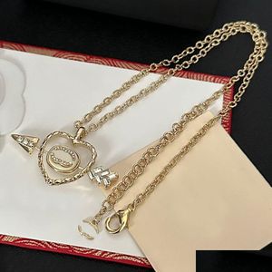 Pendant Necklaces Heart Pearl Diamond Letter Pendants Designer Crystal Chains Choker Brand Men Womens High Texture Copper Wedd Drop D Dhr63