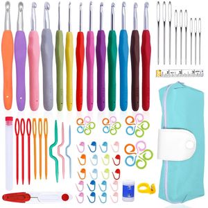 Kraball Knit Crochet Hook Kit Sticking Needles Set med BagSteel Stora ögon Blunt NeedLemarkersdiy Hand Sy Accessories 240510