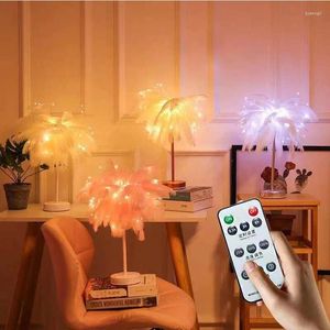 Table Lamps Lamp Lighting Fixture Romantic Decoration Feather Night Light European-Style Living Room Desktop Dec