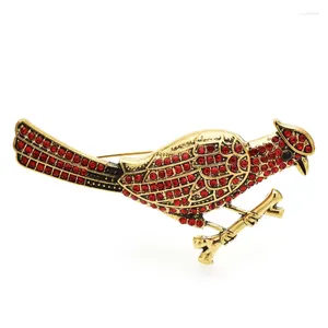 Broches Wulibaby Vintage Red Bird for Women Unisex Rhinestone Lovely Animal Year Party Broche Pins Presentes