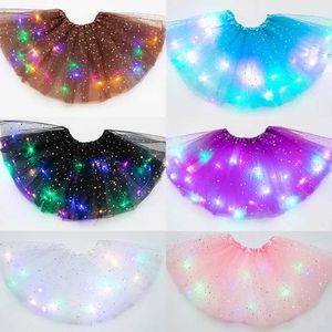 Gonne gonne femminile tutu cintura da sci al neon luci a led che brilla di balletto principessa da ballo corto abito corto bambino fata mini vestito regalo di compleanno wx5.21