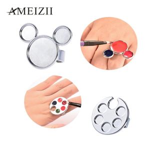 Ameizii 1pc Mini Nail Art Metal Finger Ring Palette Mixing Acrylic Gel Polish Polish målning Ritning Färg Målarverktyg5582040