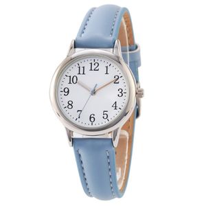 Clear Numbers Dial Fine Leather Strap Quartz Womens klockor Enkla eleganta studenter Titta på 31 mm diameter kvinnliga armbandsur 2590