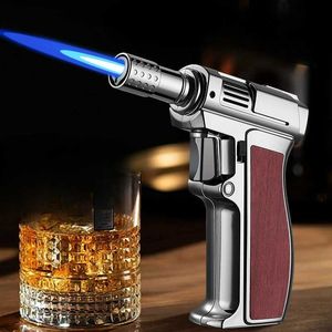 Lighters Outdoor windproof butane gas turbine metal lamp multi-purpose high-temperature welding gun inflatable lamp mens pendant tool Q240522