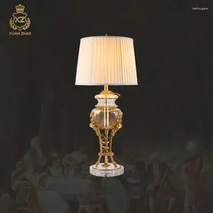 Lampade da tavolo Xuanzhao di alta qualità Luxury European Home Room Crystal Lampada tessuto per camera da letto Desktop Morsetto