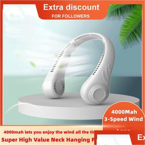 Ventole elettriche mini ventola a ventaglio appeso al collo portatile fresco portatile USB senza foglia a 360 gradi Neckbandfan 78 Outlette d'aria surround 2000Mah/4000Mah Rech Dhovn