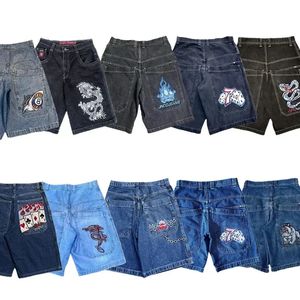 Style Streetwear Jnco Джинсовые шорты Мужчины женщины y2k хип -хоп хараджуку карманные повседневные мешковаты