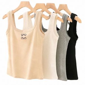 womens Tank Top Summer Slim Sleevel Camis Croptop Outwear Elastic Sports Knitted Tanks 01 d7vb#