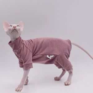 Tüysüz Kedi Giysileri Sıcak ve Yumuşak Dört Ayakta Hoodie Sfenks Kedileri için Sonbahar ve Kış için Devon Rex Cornish 240522