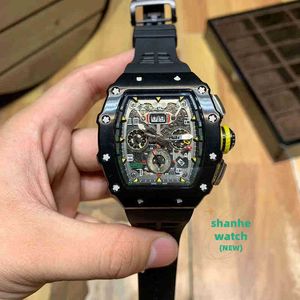 RM Watch Date Luxury Mens Mechanics Watch Wristwatch Business Leisure RM11-03 Multifunktionell automatisk maskin svart stålband