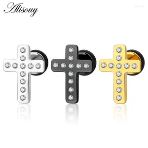 Серьги -грибы Alisouy 2pc модная готика готика из нержавеющей стали Crystal Cz Cross Cross Cross Fake Sear Taper Женщины Unisex Мужчины пронзительные украшения