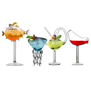 Creative Cocktail Glass Porcupine Fishswanroseoctopusbird Design Novelty Drink Cup för KTV Bar Night Party 240522