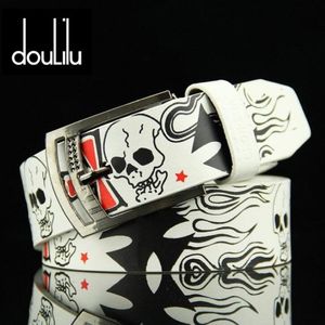 Designer PU Strap Strap Skull Men's Skull Pattern CEINTure Homme punk Cowboy Ciúda casual de alta moda de qualidade de jeans cinturões 2077