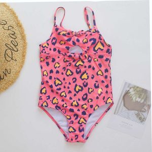 2024 Girl One Piecs Swimwear Leopard Print Детский купальник для девочек 7-14 лет детей купание костюмы летнее плавание L2405