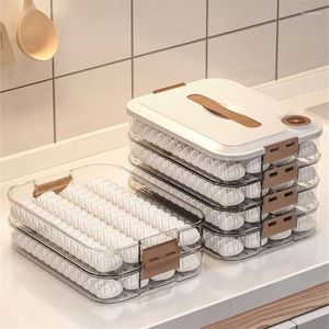 Storage Bottles 3/4-layer Wonton Freezer Box Sealed Dumpling Containers Stackable Durable With Timer Kitchen Organizer Supplies