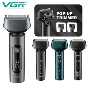 VGR FOIL SHAVER PROFISSIONAL TRIMER DE TRIMER IPX7 Máquina de barbear elétrica à prova d'água para homens V-370 V-371 V-380 V-381 240522
