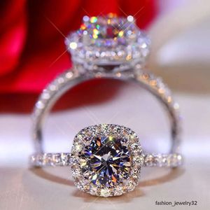 Women's Moissanite Rings Fashion Classic Shine Diamond Sliver Ring