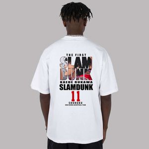 Decote pequeno 350g slam dunk mestre-camiseta, sakura flores de flor filme basquete algodão puro solto de manga curta M523 40