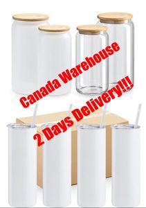 Navio de armazém local do Canadá 2 dias entrega 24h Prosseira 20 onças de aço inoxidável em branco Tumblers de 16 onças Sublimação de vidro para impressão DIY CA Stock