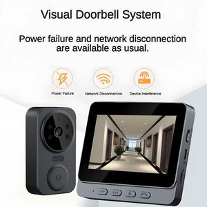 Sistema de segurança Vídeo sem fio inteligente 43 polegadas anel de tela Visualizador de preços da porta da porta da porta da campainha da campainha 240516
