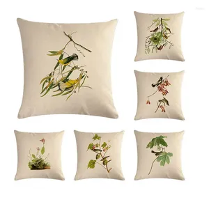 Kissenbedeckung grüne Blätter und Spatz Vögel Hülle Baumwollwäsche 45 Sofa Home Decorative Wurf Pillowzy17