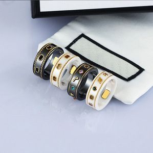 Seramik Yüzük 18k Gül Altın G Lüks Klasik Tırnak Tasarımcısı Yüzük Moda Unisex Cuff Rings Çift Bileklik Altın Yüzük Takı Sevgililer Günü Hediyesi