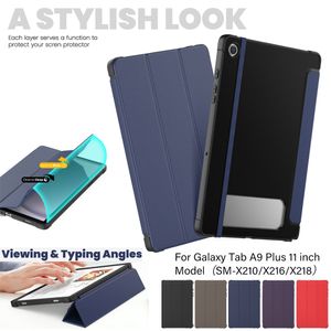 Magnetiskt läderflip -tablettfodral för Samsung Galaxy Tab A9 plus 11 tum A9 + Auto Awake Sleep Smart Cover Slim TPU + PU Trifold Stand Holder Protetction Case for Business