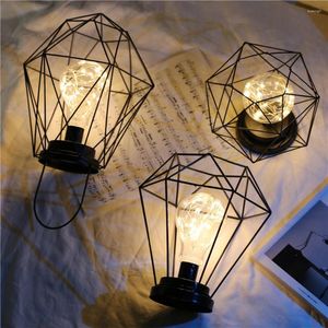 Table Lamps Nordic Retro Lamp Black Iron Minimalist Copper Wire Night Light Creative 3D Vintage Wrought Battery Powered