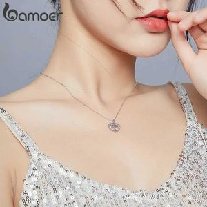 Pendant Necklaces Bamoer 925 Sterling Silver Radiant Transparent CZ Tree of Life Heart shaped Pendant Necklace for Womens Home Gifts Exquisi