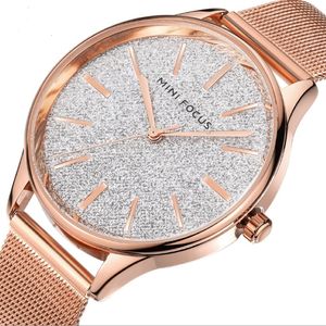 Luxury Mini Focus Brand Shiny Dial Womens Watch Japan Quartz Movement Rostfritt Steel Mesh Band 0044L Ladies Watches Wear Resistant Cry 253h