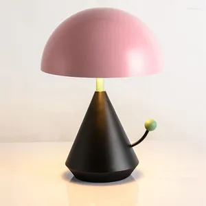 Table Lamps Nordic For Study Living Room Iron Art Pink Lampshade Home Decoration Accessories Bedroom Furniture