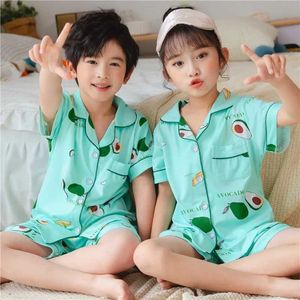 Pajamas Childrens Cotton Cotton Pajama مجموعة للبنين والبنات ارتداء ملابس غير رسمية Pajamas 2-12 سنوات بيجاماس قصيرة الأكمام بيجاماس WX5.21