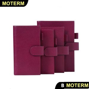 Anteckningar grossistmoterföretag Pebbled Grain Leather Beetroot Color äkta cowe -planerare ringer anteckningsbok er Dagarie agenda arrangör jour ot0m5