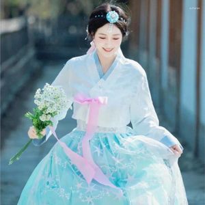 Etnik Giyim Hanbok Koreli Kadın Mahkemesi Elbise Noble Yanji Geleneksel Halk Kostüm Performans Aşımları Eski