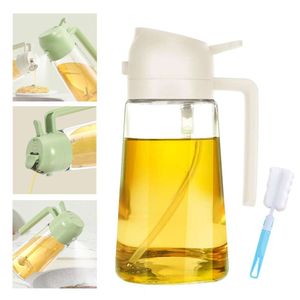 16 oz dispenser mutfak - 2'den 1 cam dispenser, püskürtücü ve dökücü, doldurulabilir pişirme sprey şişeleri, yemek pişirmek için zeytinyağı şişesi, salata, barbekü (beyaz)