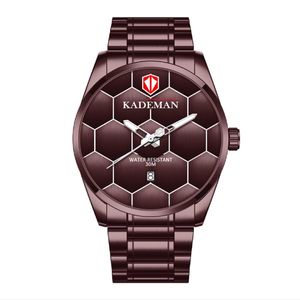 Kademan Brand High Definition Luminous Mens Watch Quartz Calender Watches Leisure Simple Football Texture Rostfritt Steel Band Wristwat 266x