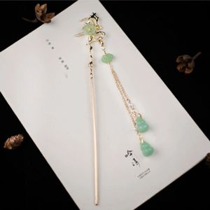Hairpins Chinese Hair Sticks Vintage Long Tassel Peace Buckle Chopsticks With Glaze Girls Hanfu Decor Hairpin Faux Jade Jewelry Drop D Otep6