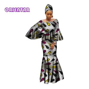 Afrykańskie sukienki dla kobiet 100 bawełny 2019 Nowy afrykańska moda Kanga Clohing Baize Riche 2 sztuki zestaw African Clothing WY28095160896