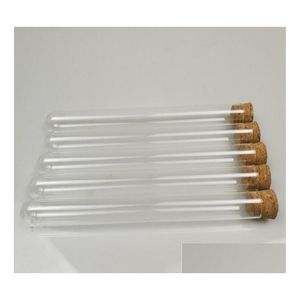 Laboratório de laboratório por atacado 1000pcs tubo de teste de plástico com rolhas de cortiça 4 polegadas 15x100mm 10ml Clear alimento APPD Pack 100 Todo o tamanho Avai dh2ru