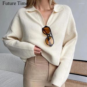 Women's Polos Autumn Winter Polo Collar Oversize Thick Sweater Pullovers Women 2024 Loose Cashmere Pullover Female Long Sleeve SS1371