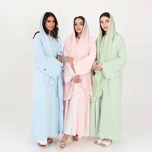 Ethnische Kleidung Ramadan Open Abaya Stickerei Kimono Strickjacke Frauen Muslim Maxi Kleid Dubai Türkei Kaftan Caftan Marocain Femme Kebaya