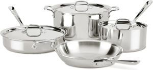 Cookware Sets All-Clad D3 3-Ply Stainless Steel Set 7 Piece Induction Oven Broiler Safe 600F Pots And Pans Silver